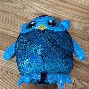 Blue Sequin Owl Plush Toy
